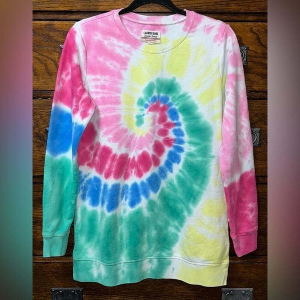 NWT! Lands End Long Sleeve Sweatshirt Tunic Tie Dye